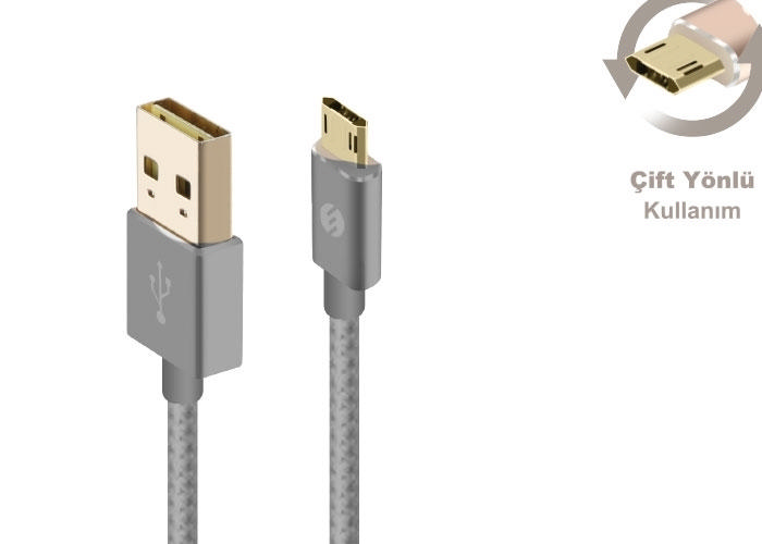 S-LINK Swapp SW-A1 Micro USB 1 m Silver Data ve Şarj Kablosu