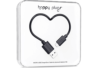 HAPPY PLUGS Micro USB To USB Şarj/Senkronizasyon Kablosu 2 m Black