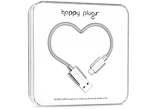 HAPPY PLUGS Micro USB To USB Şarj/Senkronizasyon Kablosu 2 m Silver