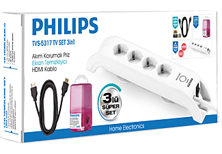 PHILIPS TVS-5317 TV Set 3 in 1 (Akım Korumalı Priz/ Ekran Temizleyici/ HDMI Kablo)