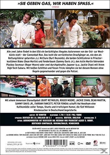 DVD-Rückseite mit Bildern von Schauspielern, einem Auto und deutschem Text über einen Film.