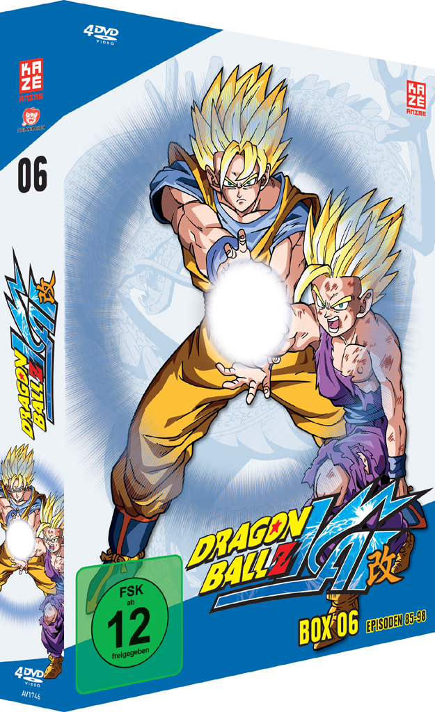 Dragon Ball Z DVD-Cover. Zwei Charaktere mit gelben Haaren.