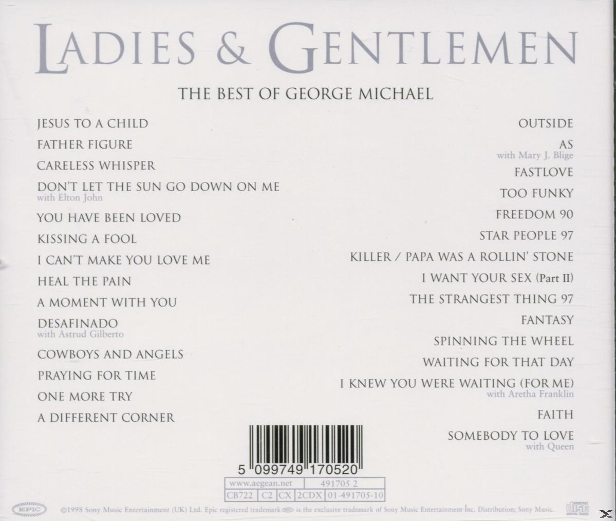 CD-Cover mit Titelliste von George Michael und Barcode unten. Weißer Hintergrund.