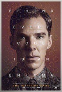 Affiche de Benedict Cumberbatch. Texte : "BEHIND EVERY CODE IS AN ENIGMA" autour de son visage.