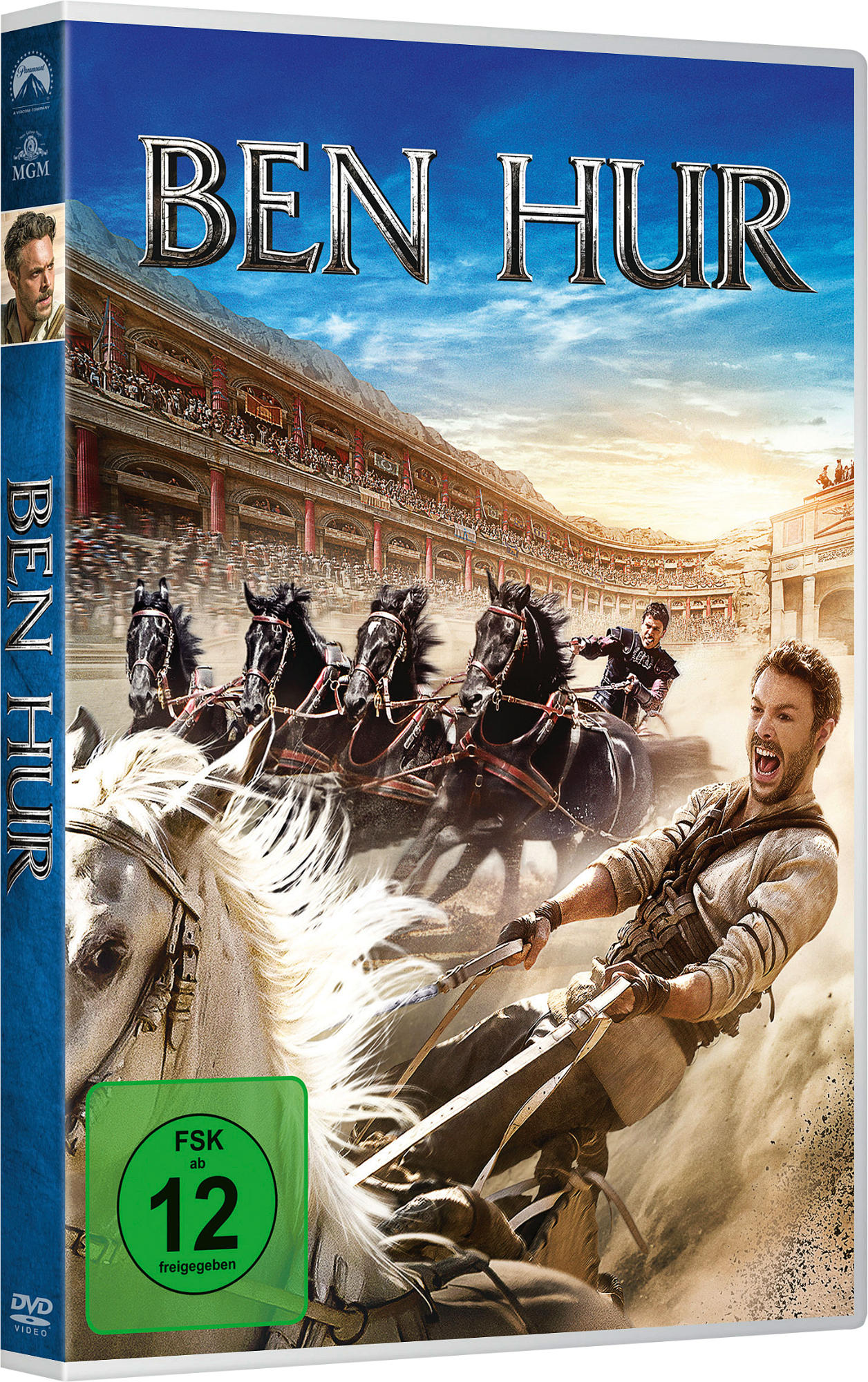 DVD-Cover von 'Ben Hur' mit einer Wagenrennenszene und Filmtitel.