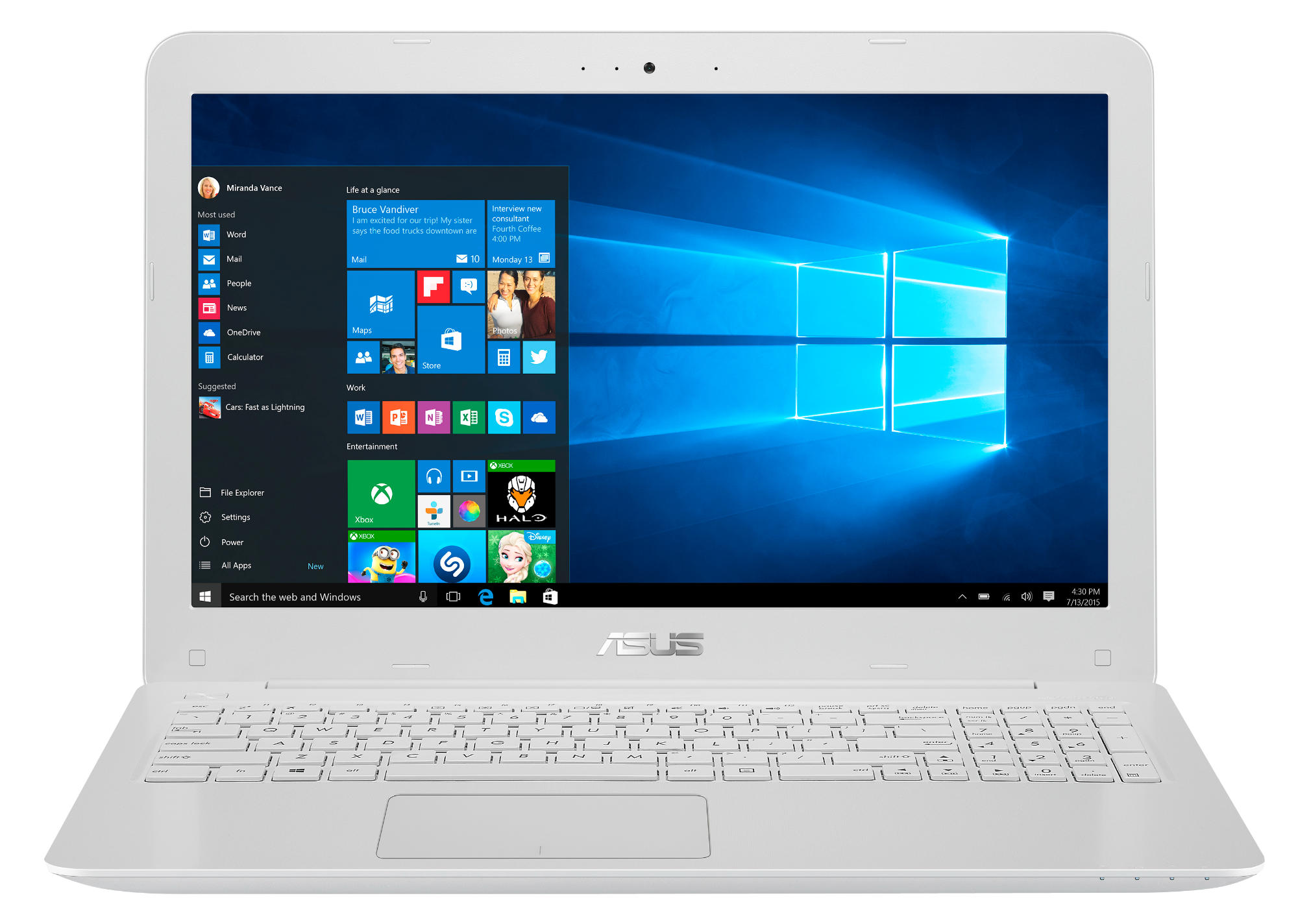 ASUS Notebook R558UQ-XO961T, weiß (90NB0BH5-M12470) Notebook, 15,6 Zoll, Intel® Core™ i5-7200U Prozessor
(3M Cache, bis zu 3.10 GHz), 8 GB, 1000 GB HDD + 128 GB SSD