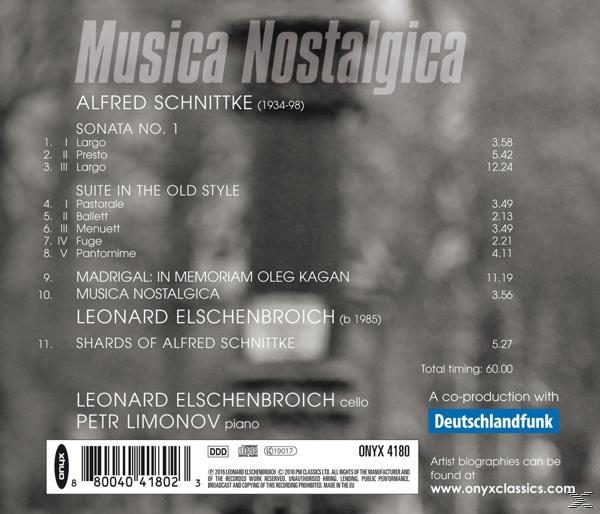 CD-Cover mit Text und Partitur. Der Text lautet „Musica Nostalgica“.