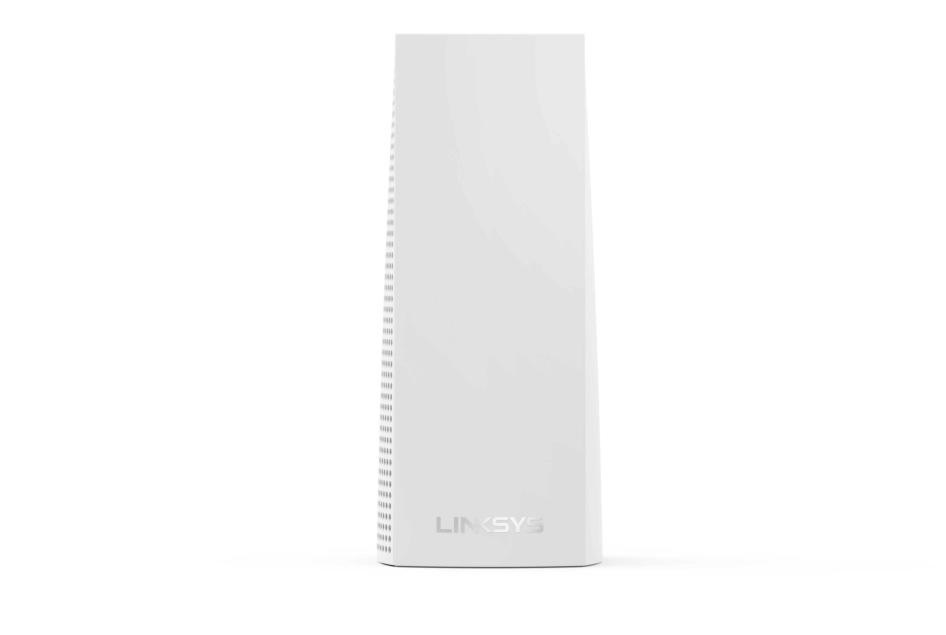 White router. It has the word LINKSYS printed on the front.
