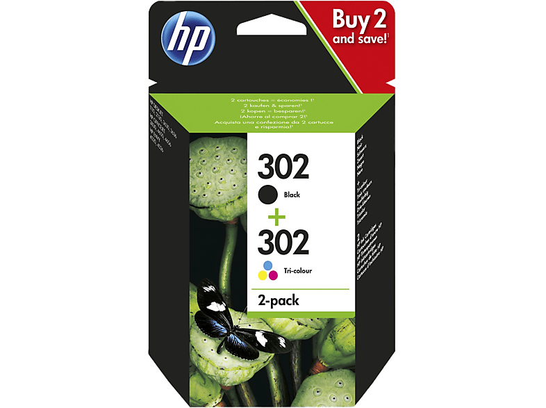 HP 302 Duo Pack Zwart + Magenta - Geel - Cyan (X4D37AE)