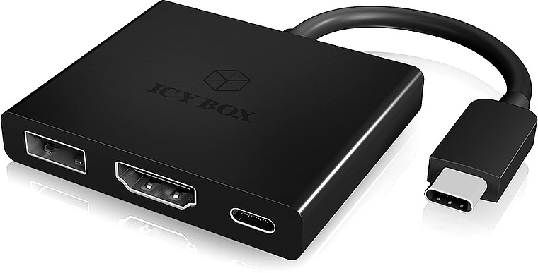 ICY BOX USB-C zu USB-A, HDMI, USB-C, Schwarz