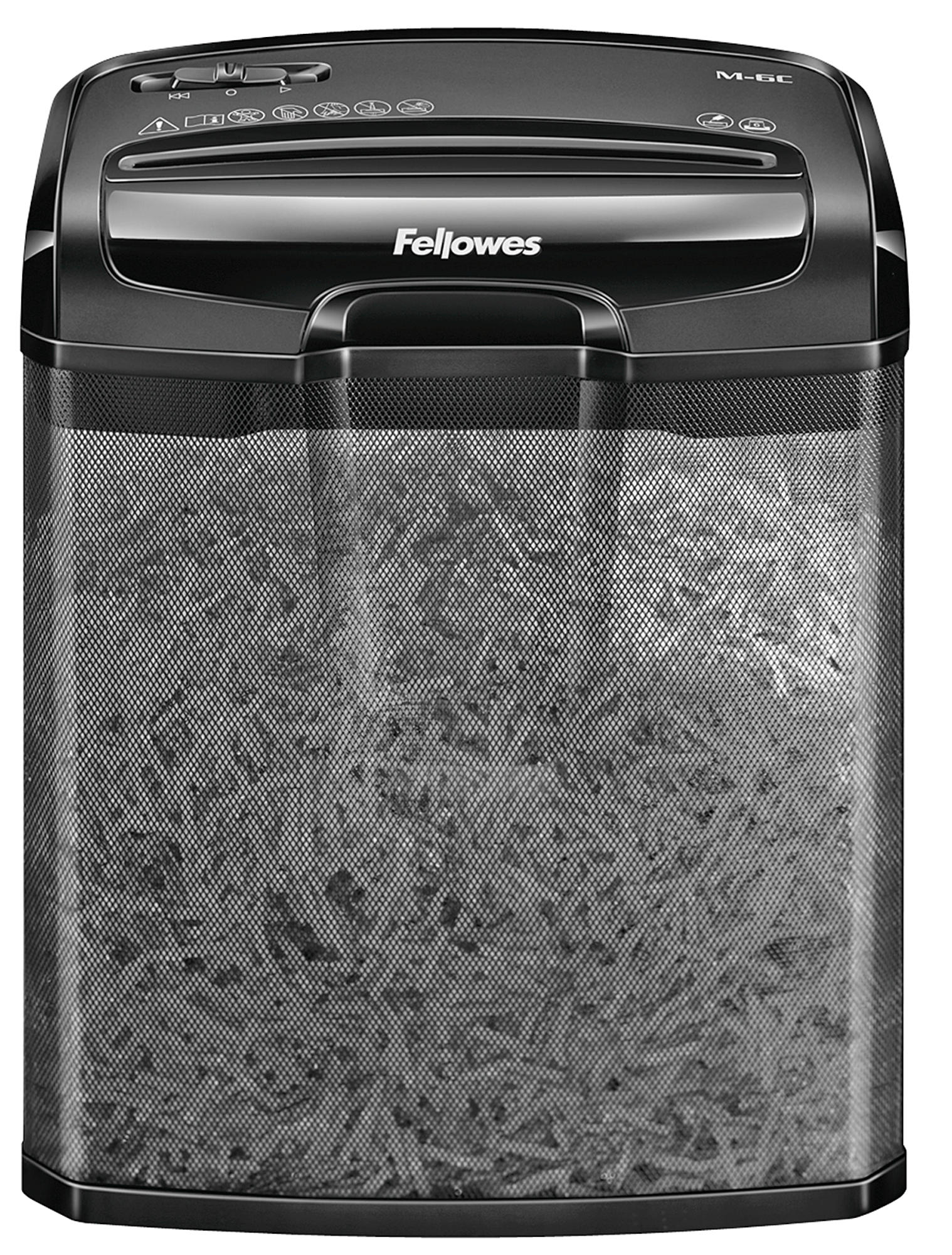 Destructora de papel - Fellowes M-6C, corte en partículas, 13L, Negro