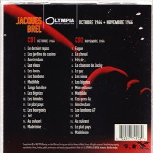 Achterkant van cd-hoesje. Zwarte achtergrond, rood ontwerp. Tekst met nummers van Jacques Brel.