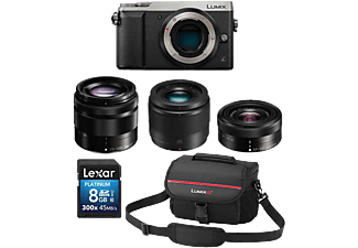 PANASONIC Hybride camera Lumix DMC-GX80 Premium Zoom Kit - 12-32 mm + 25 mm + 35-100 mm