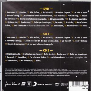 CD/DVD-hoes met tracklists. Titels zijn onder meer "Vancouver", "Féminin" en "Amoureuse". Artiesten en nummers vermeld.