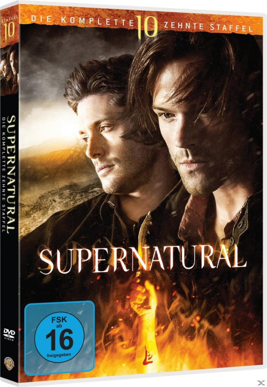 DVD-Cover von Supernatural, mit zwei Männern auf der Vorderseite. Der Titel und das Serienlogo sind prominent.