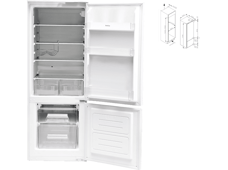 AMICA EKGC 16155 Kühlgefrierkombination (F, 212 l, 1440 mm hoch, Weiß ...