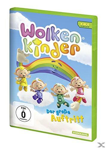 DVD-Cover: Zeichentrickfiguren mit Regenbogen, Titel 'Wolkenkinder'. Grüner Rahmen und eine Bewertung.