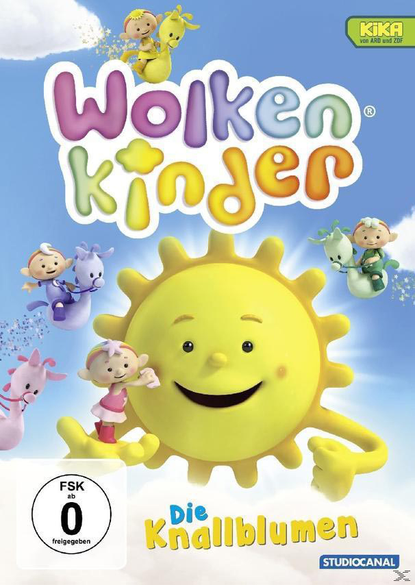 DVD-Cover für Wolkenkinder mit Sonne und Zeichentrickfiguren.