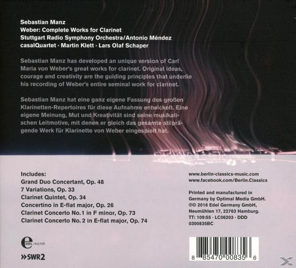 Sebastian Manz, Martin Klett, Casal Quartett, Radio-Sinfonieorchester Stuttgart des SWR - Weber: Complete Works for Clarinet  - (CD)