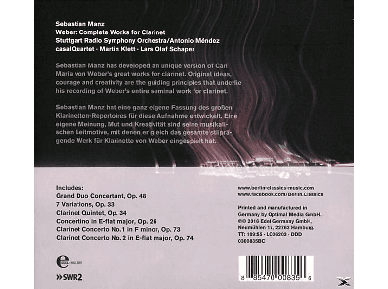 Thumbnail - Sebastian Manz, Martin Klett, Casal Quartett, Radio-Sinfonieorchester Stuttgart des SWR - Weber: Complete Works for Clar...
