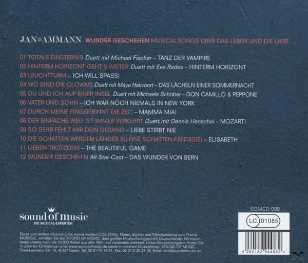 CD-Rückseite mit Titelliste. Sound of Music-Logo, Text und Barcode. Dunkler Hintergrund mit Bildern.