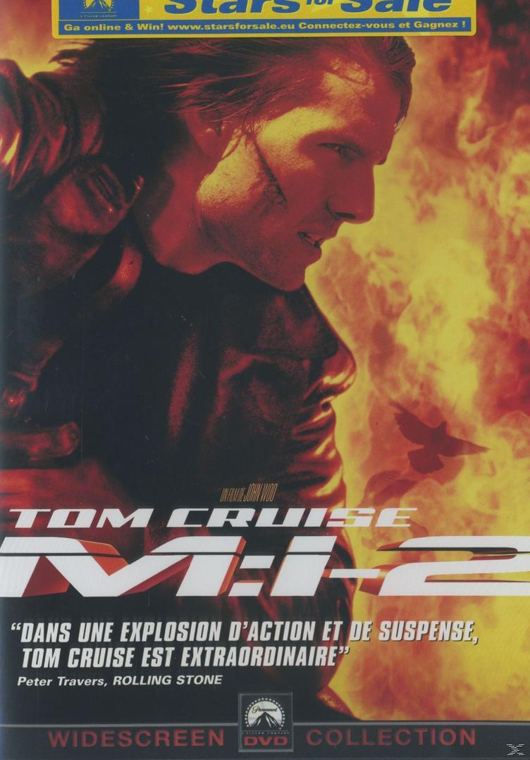Affiche du film de Tom Cruise dans M:I-2 avec des flammes.