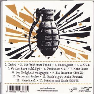 Albumcover mit einer Granaten-Grafik und Songtiteln.