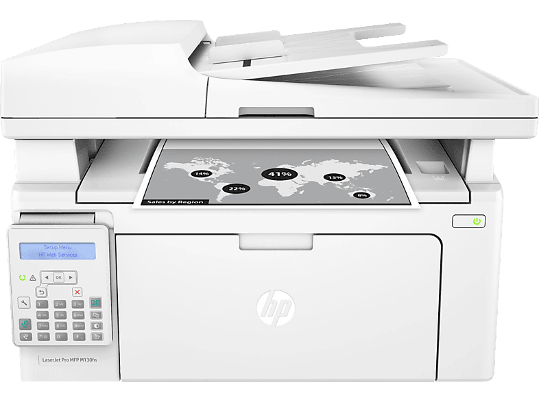 Impresora multifunción - HP LaserJet Pro MFP M130fn, 22 ppm, 600 ppp, USB, Blanca