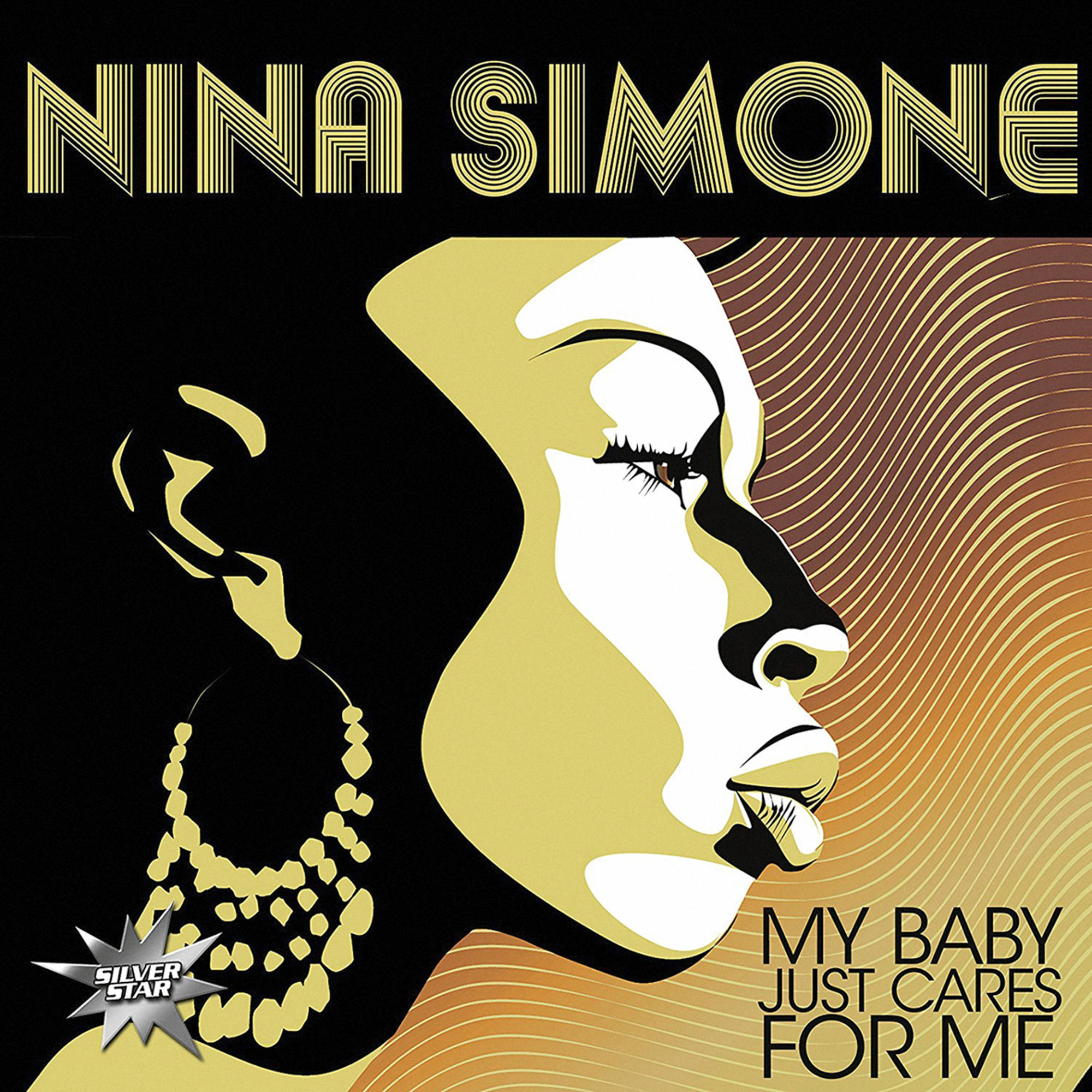 Albumcover für Nina Simone. Profil ihres Gesichts mit dem Text 'My Baby Just Cares For Me'.