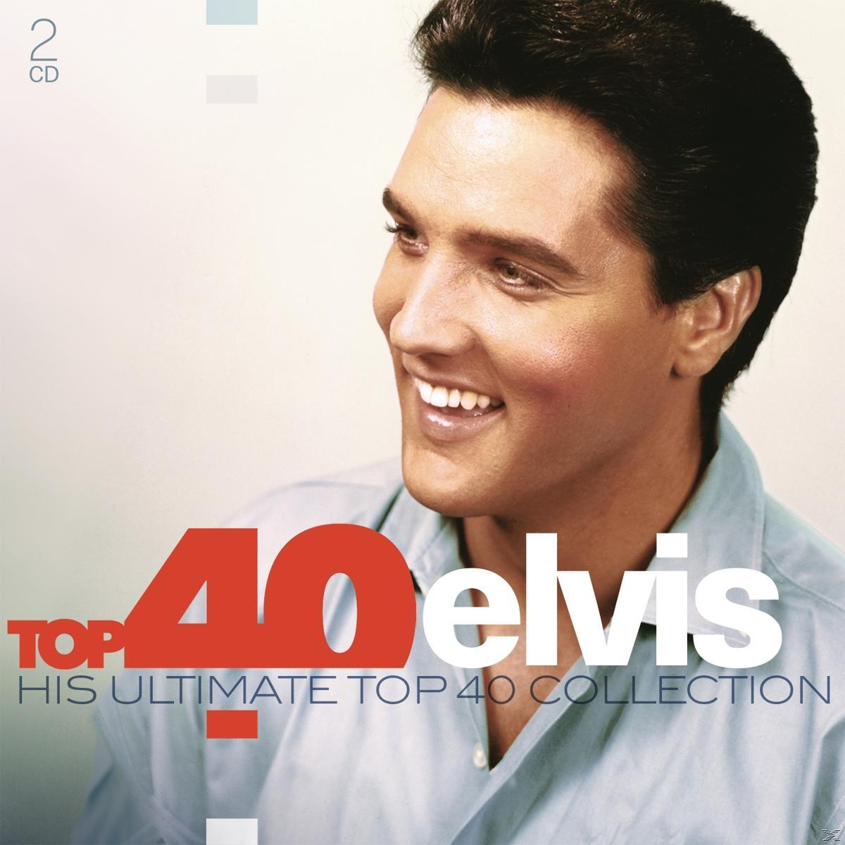 Elvis albumcover. Elvis lacht, top 40 tekst. Blauwe en witte achtergrond.