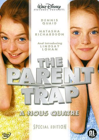 Filmposter voor "The Parent Trap." Twee identieke meisjes op de voorkant. De titel is groot en vetgedrukt.