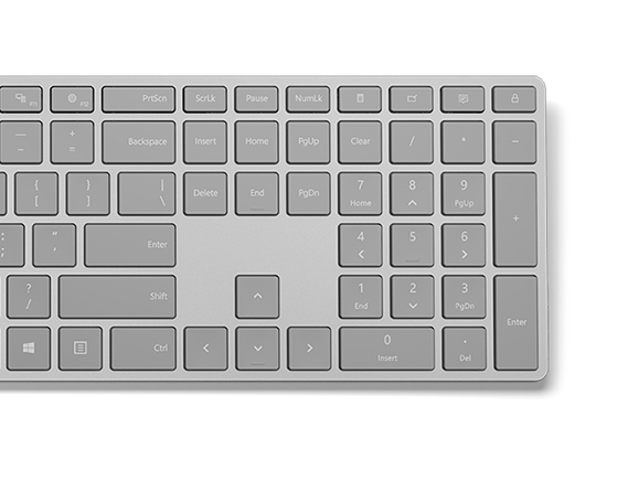 Eine Draufsicht auf eine graue Computertastatur. Sie hat einen Nummernblock und Funktionstasten.