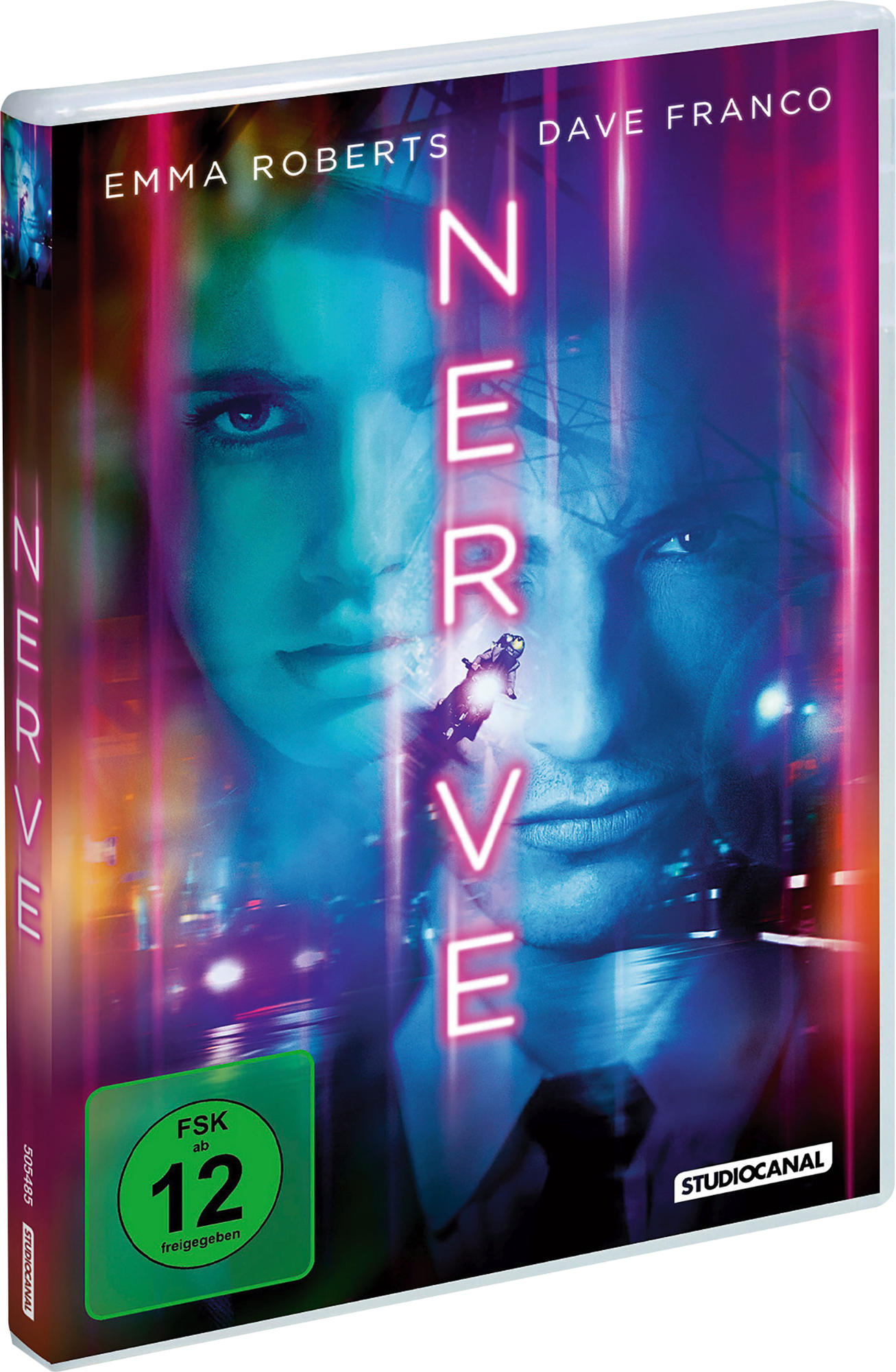 DVD-Cover mit zwei Gesichtern und dem Titel 'Nerve'.