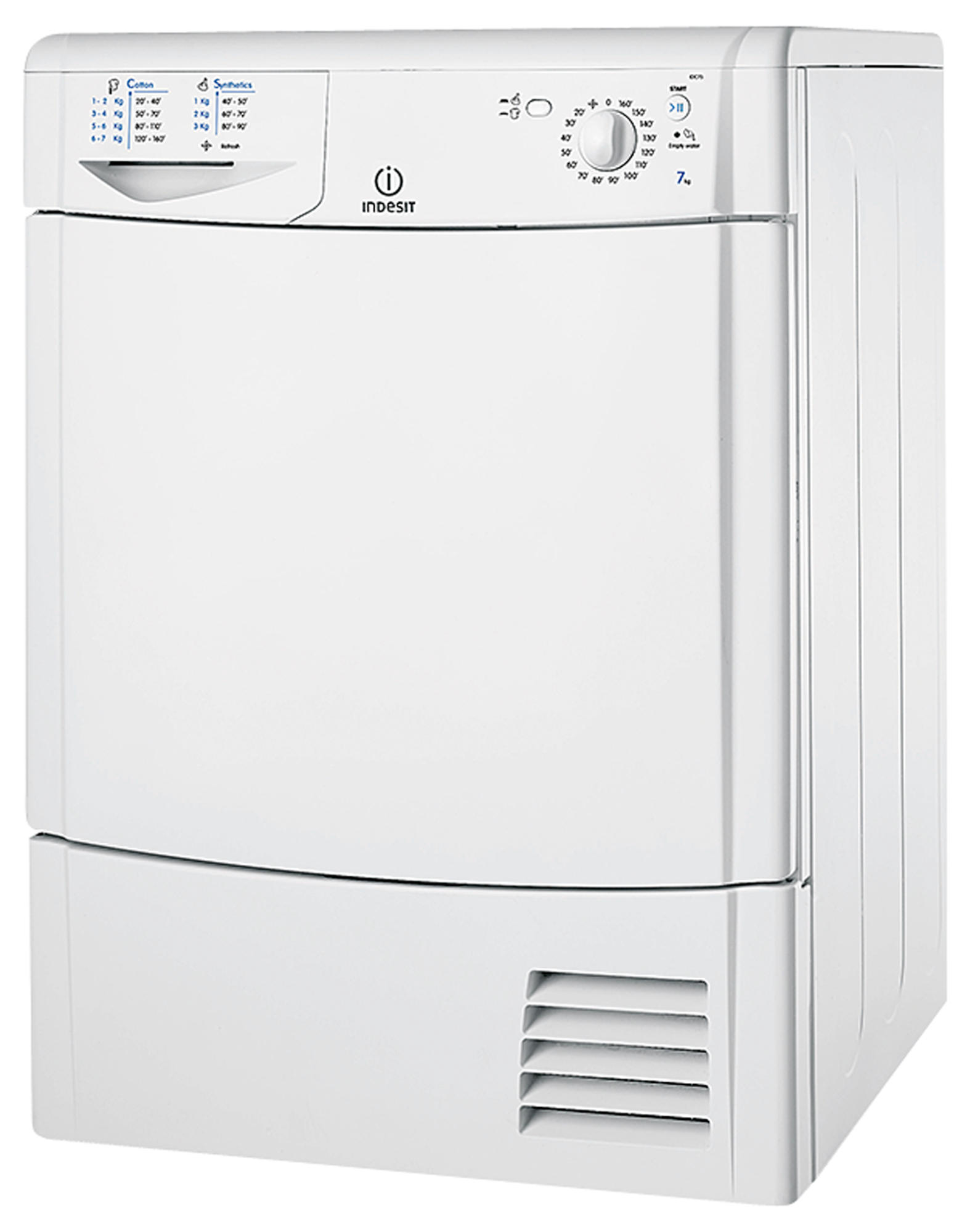 Secadora - Indesit IDC 75 B (EU) Condensación, 7 Kg, Blanco