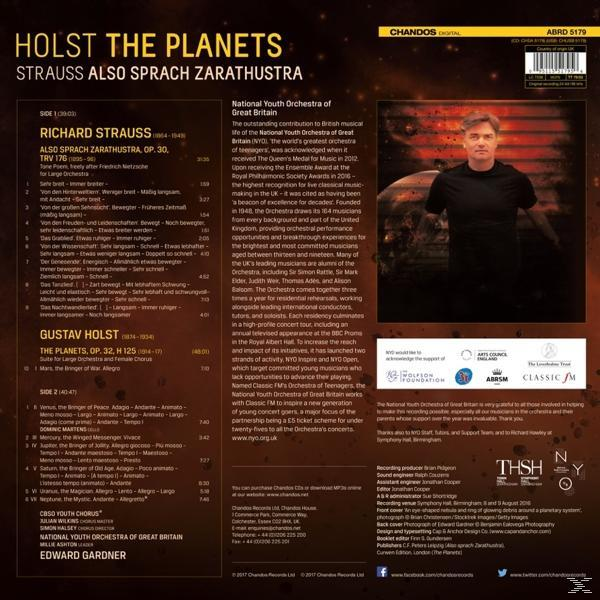National Youth Orchestra Of Great Britain, Edward Gardner - The Planets/Also sprach Zarathustra  - (Vinyl)