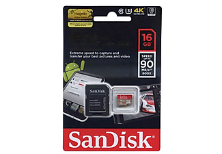 SANDISK Extreme microSD 16GB + SD Adapter 90MB/s Class 10 Hafıza Kartı