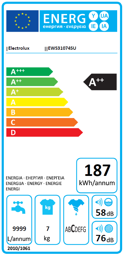 ELECTROLUX EWS31074SU elöltöltős keskeny mosógép