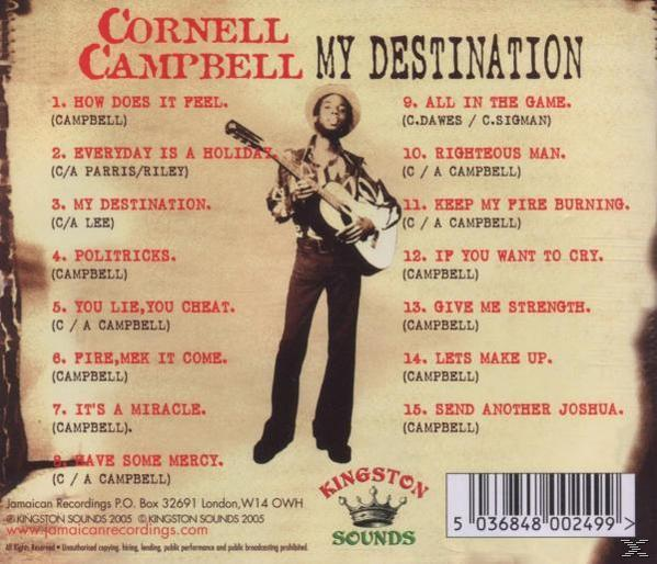 Cornell Campbell mit Gitarre, Albumtitel My Destination, Liedliste.
