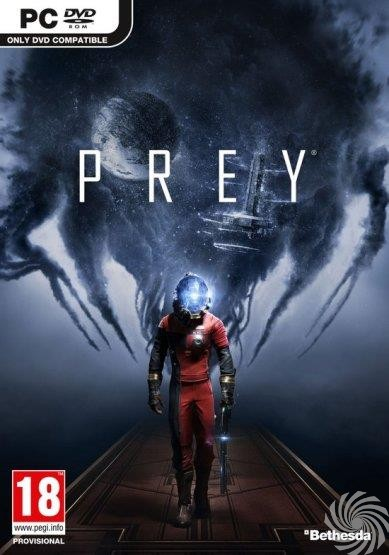 Game cover for 'Prey' with a person in a spacesuit in front of a dark, alien-looking background.