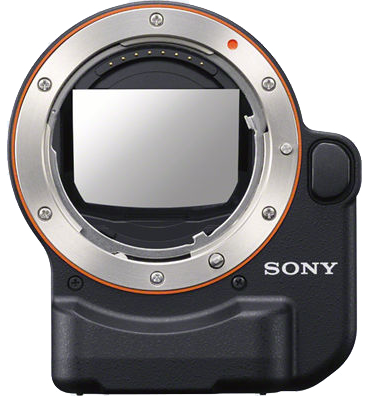 Cameralensvatting met een metalen ring en zwarte behuizing. SONY-logo rechts.