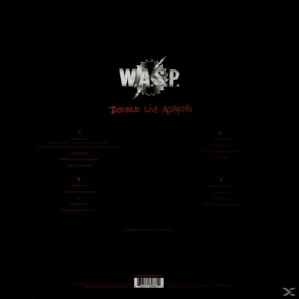 Schwarzes Albumcover mit W.A.S.P.-Logo und Trackliste, roter Text auf schwarzem Hintergrund.
