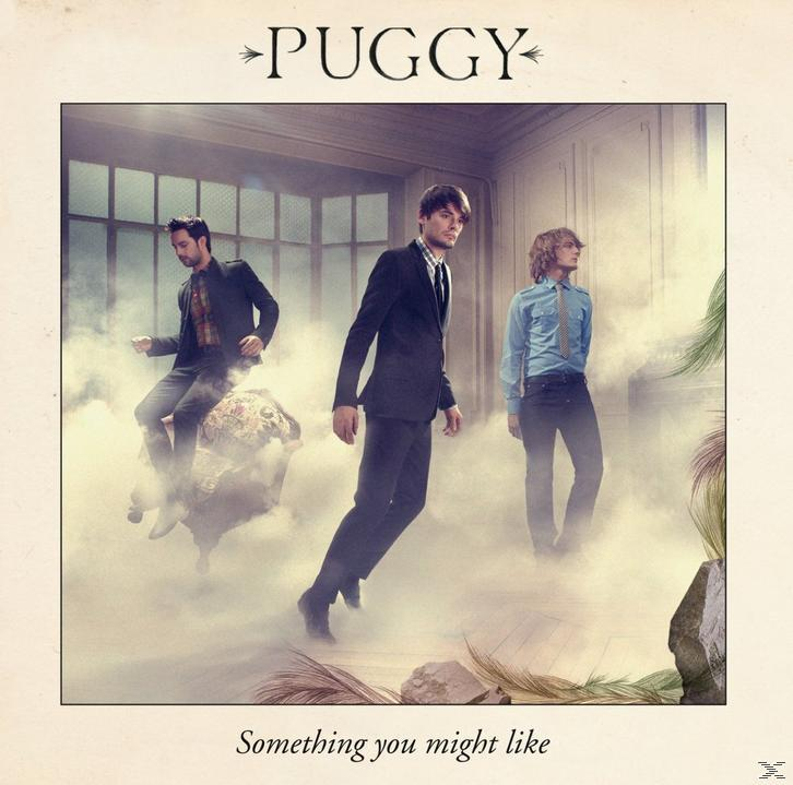 Albumcover met drie mannen in een kamer, met een gestileerde achtergrond en de bandnaam.