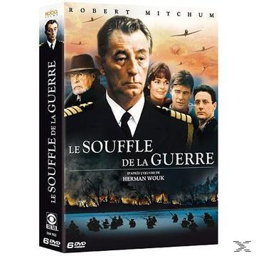 Couverture DVD avec Robert Mitchum. Titre : Le Souffle de la Guerre. Arrière-plan montrant des scènes de guerre.