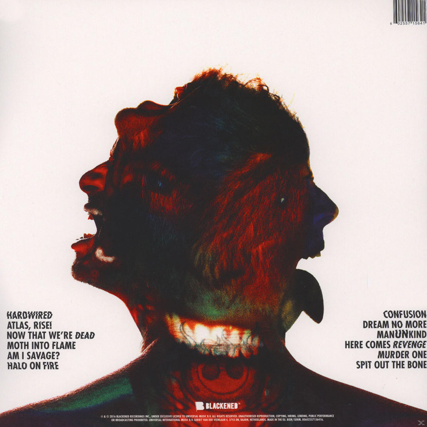 Albumcover mit zwei verschmolzenen Gesichtern, die schreien. Text und Logo sind an der Seite.