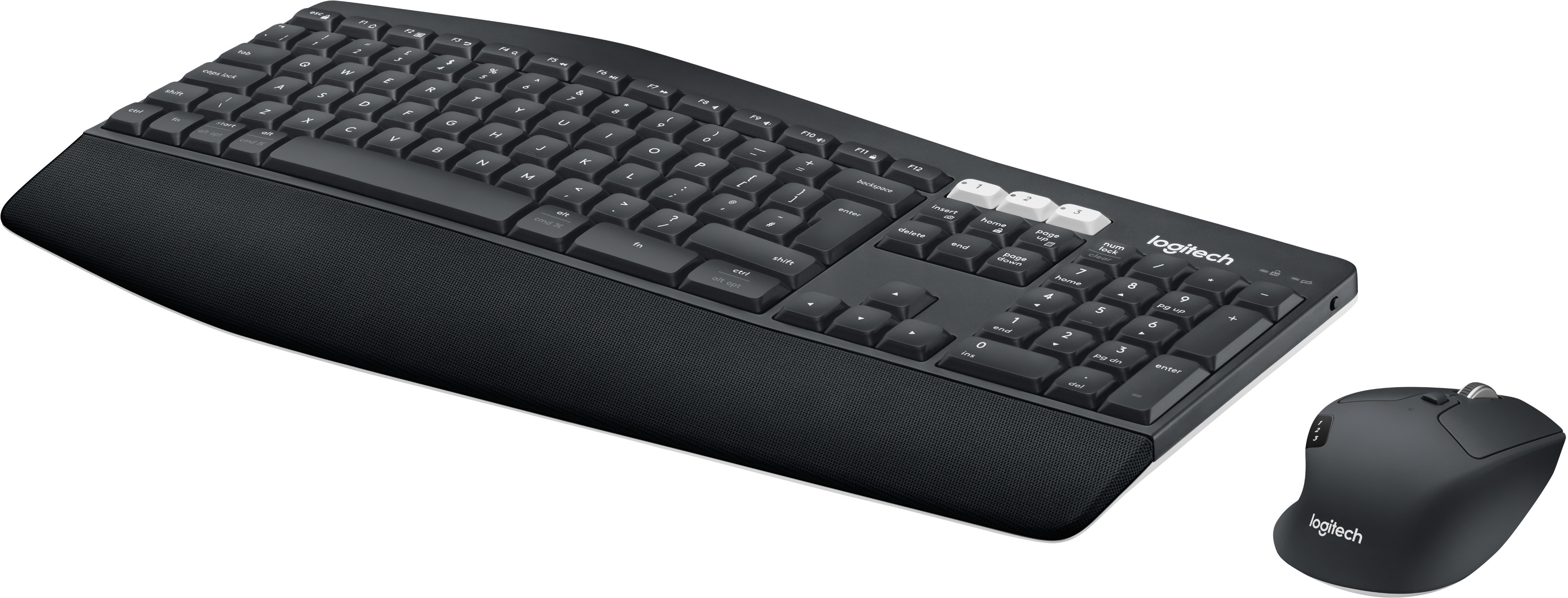 Black keyboard and mouse set on a white background.