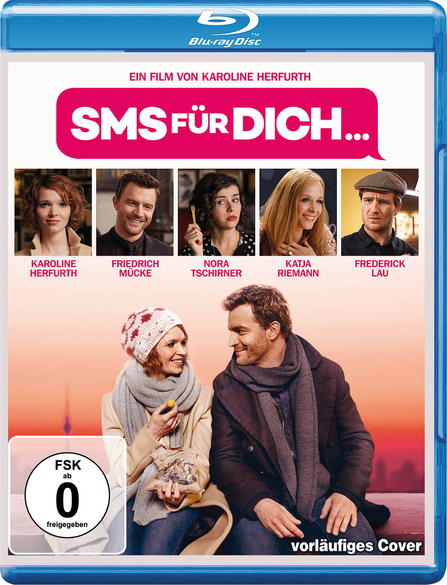 Filmcover mit Schauspielern, Titel: "SMS für Dich...", blauer Hintergrund.