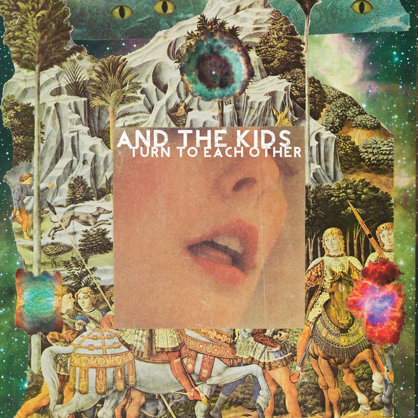 Albumcover mit Gesichtern, Augen und Text. Collage-Kunst.