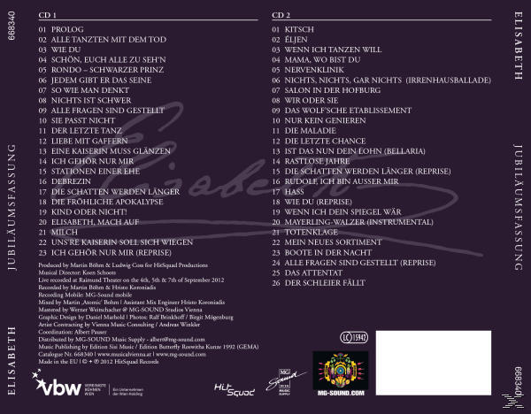 Albumcover, lila mit weißem Text, listet Tracks.