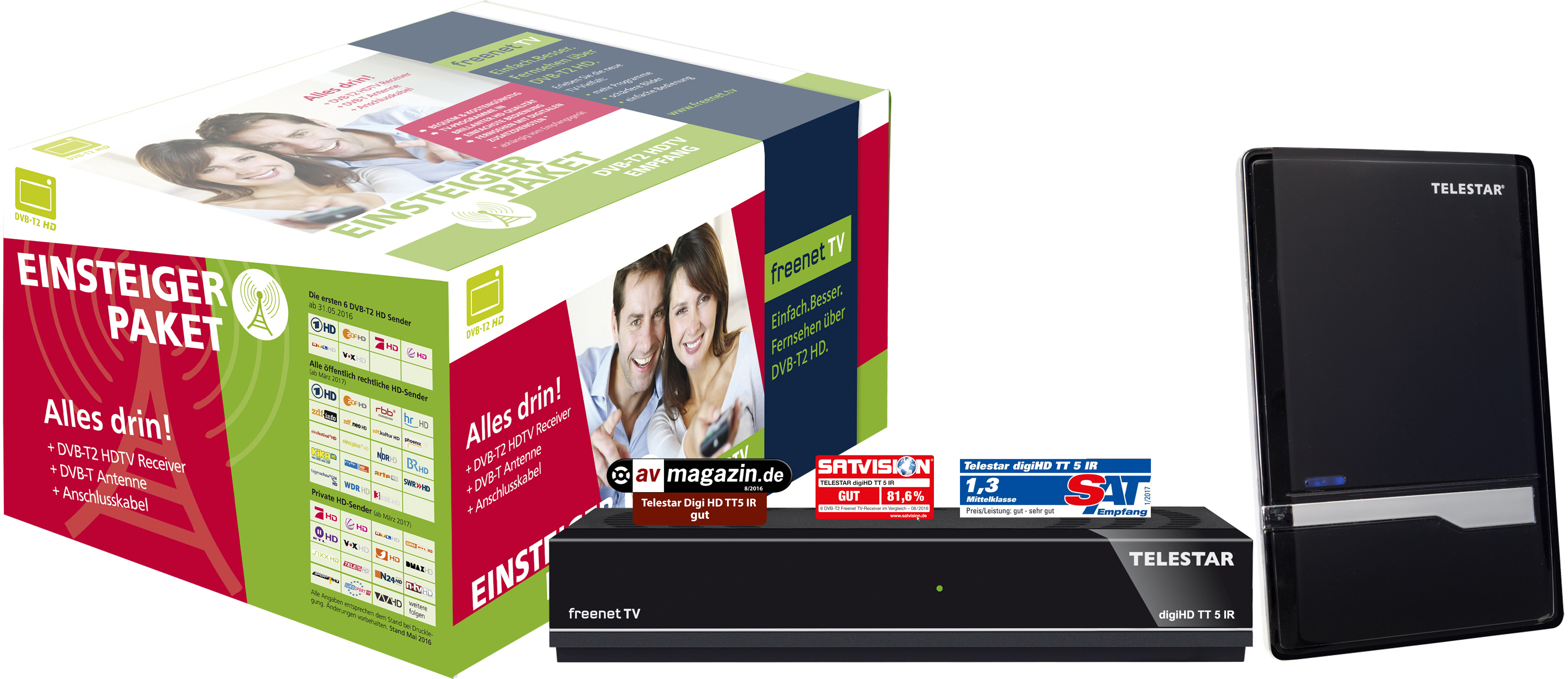 HD Receiver 7 HD, LTE ANTENNA digiHD ) TELESTAR Schwarz IR DVB-T2 + DVB-T2 TT5 (HDTV,