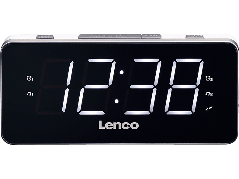 LENCO CR Radio-Uhr, Schwarz/Weiß PLL Radio, FM, 18 FM